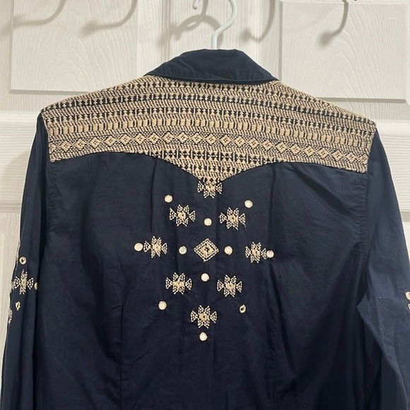 Denim & Supply Ralph Lauren Cowboy Western Embellished Navy Shirt - Picture 5 of 15